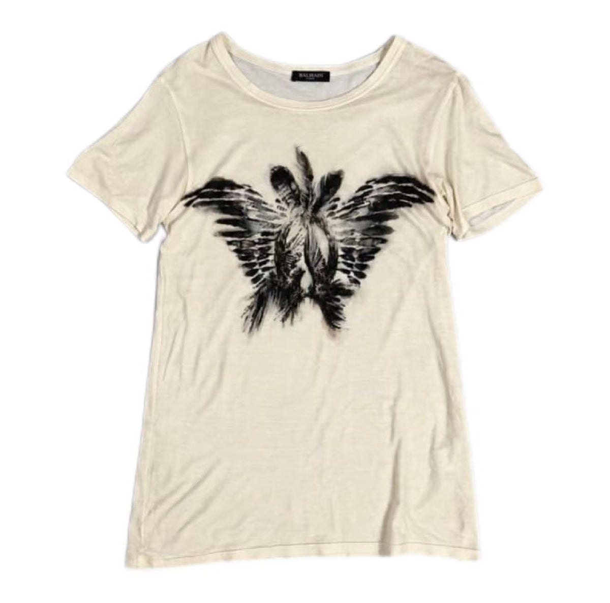 Balmain 12SS Off‑white Ink Wash Butterfly Wing Print Tee