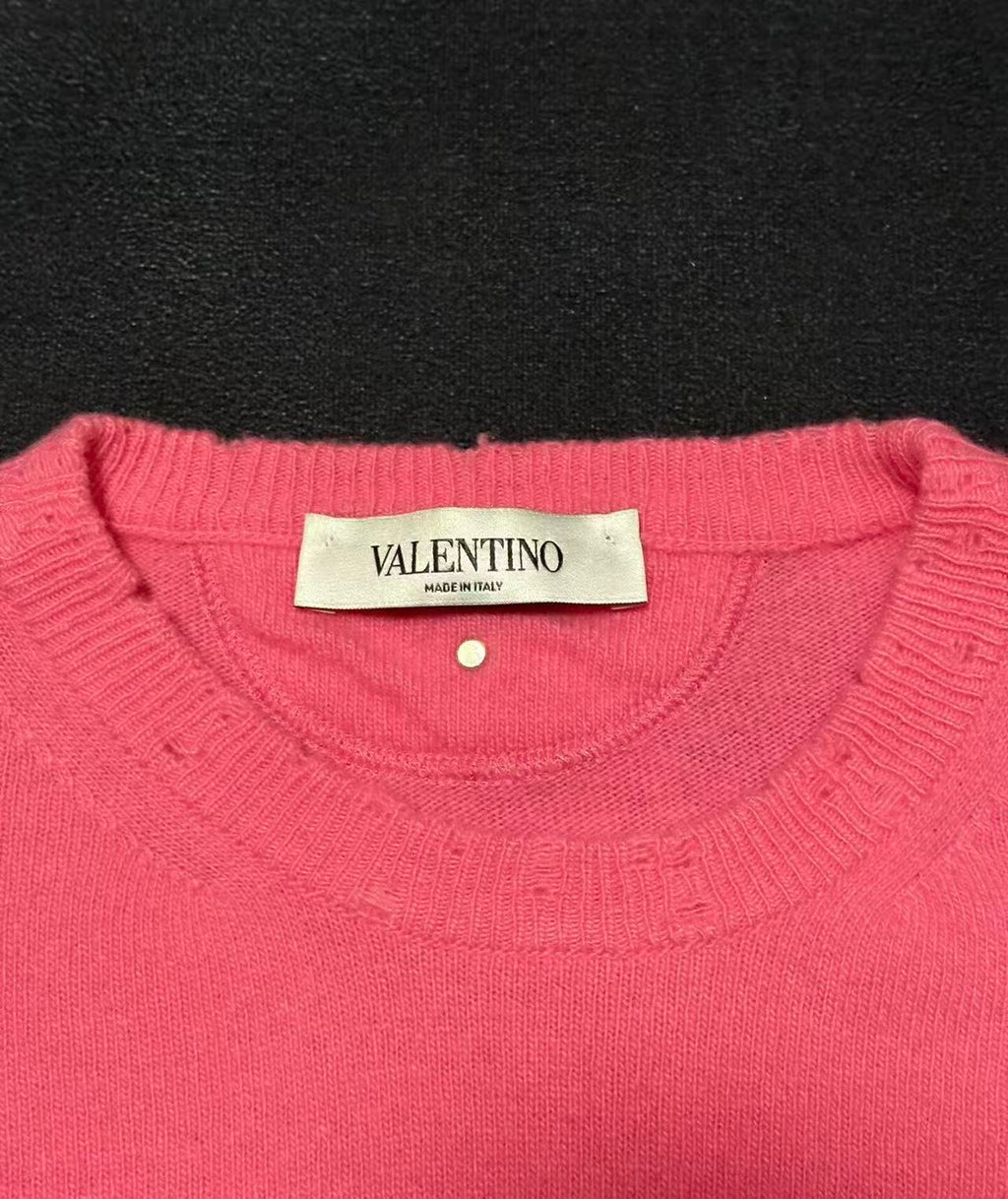 Valentino 18SS Pink Is Punk Distressed Sweatshirt