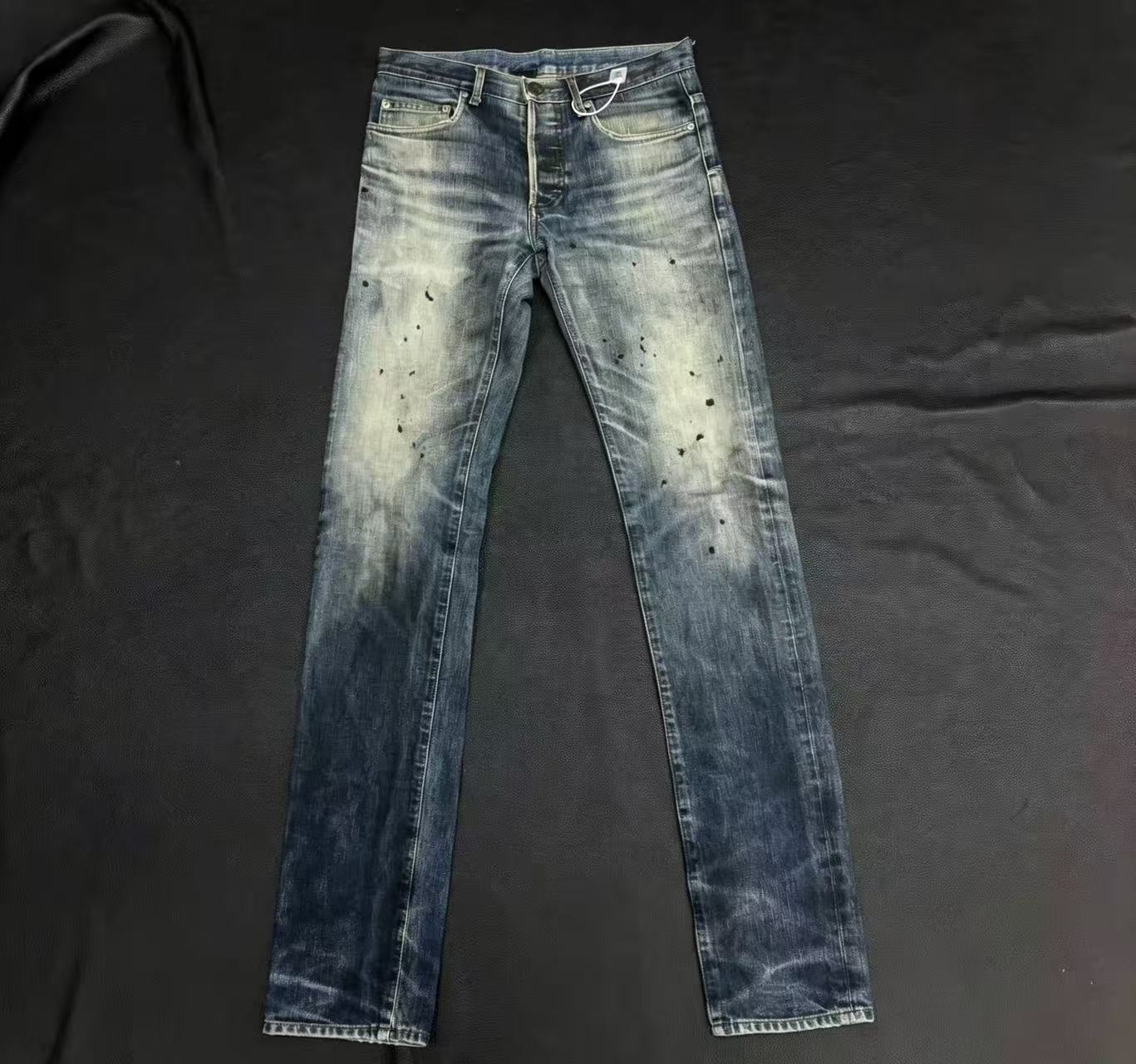 Dior Homme 07AW Splatter Paint Distressed Washed Denim Jeans