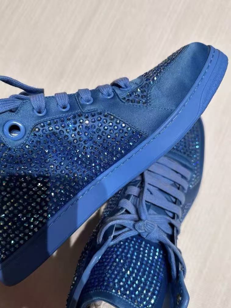 Gucci Blue Satin Coda Crystal High Top Sneakers