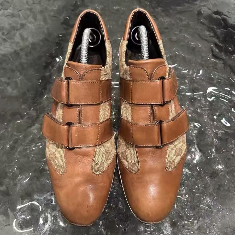 Gucci GG Canvas Leather Monk Straps