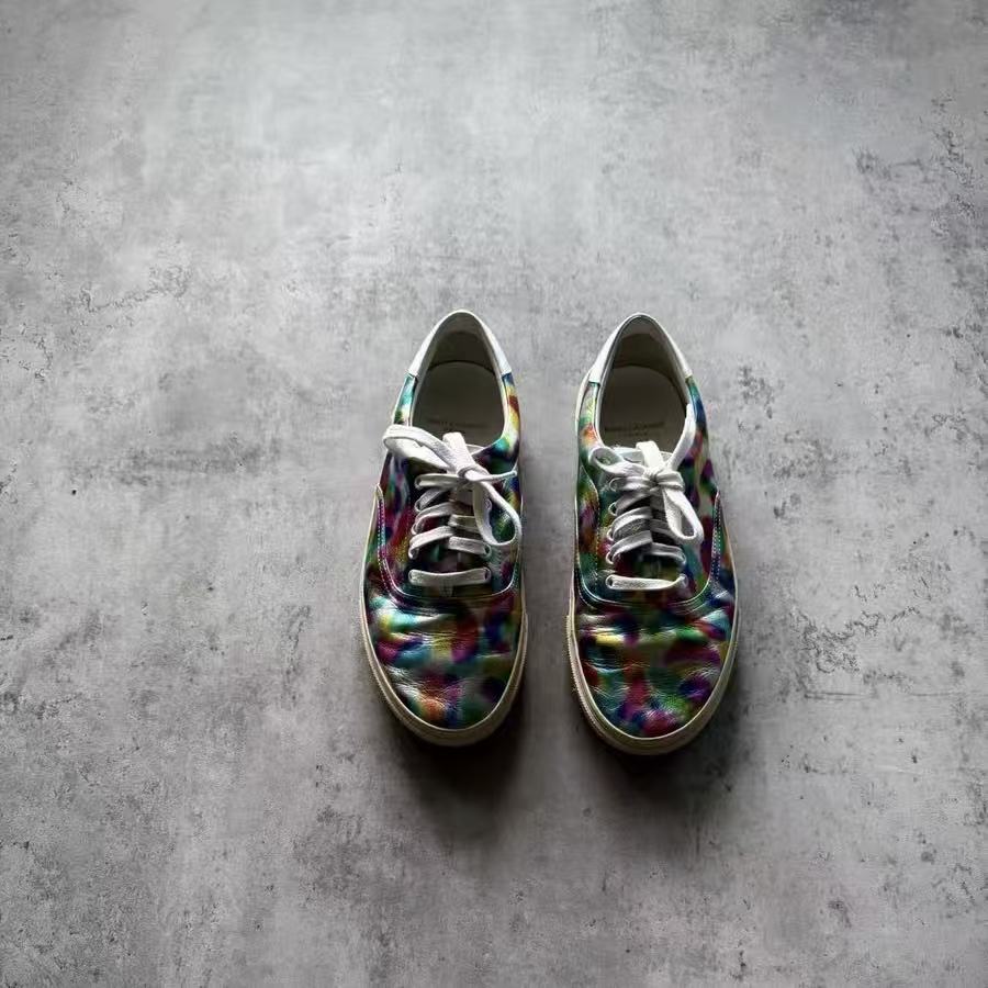 Saint Laurent paris 14AW Rainbow Metallic Iridescent Blotched Sneakers