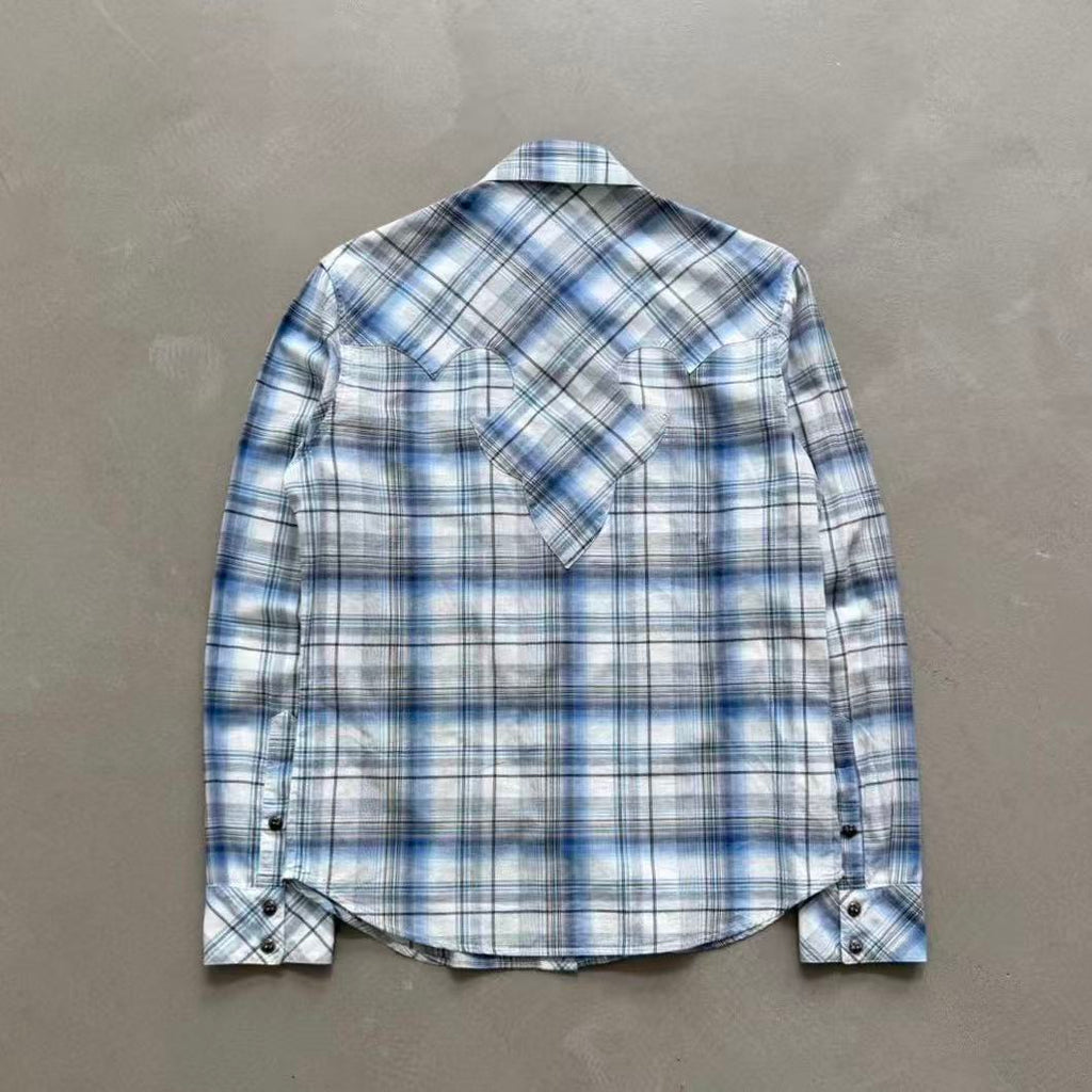 Chrome Hearts Fleur de Lis Patch Dagger Zip Flannel Shirt
