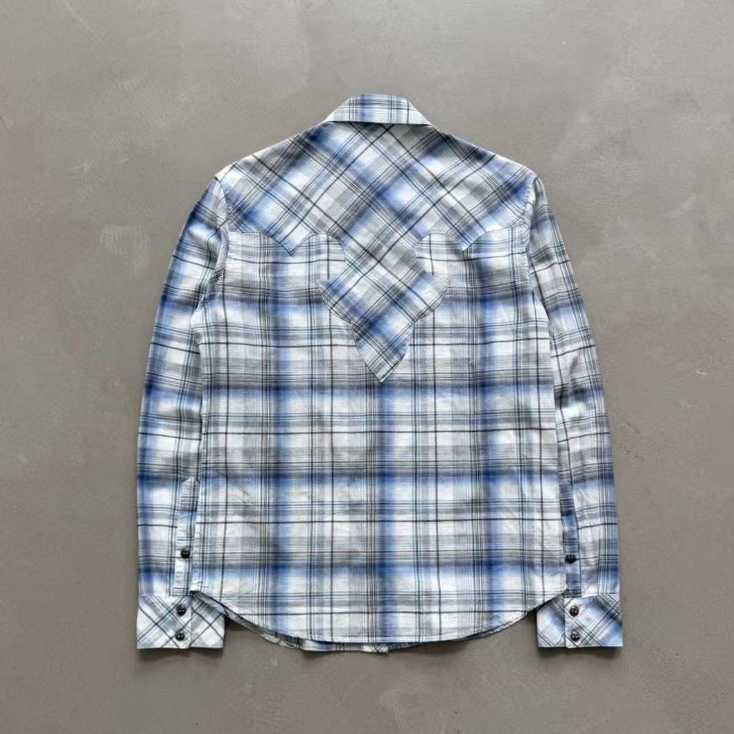 Chrome Hearts Fleur de Lis Patch Dagger Zip Flannel Shirt