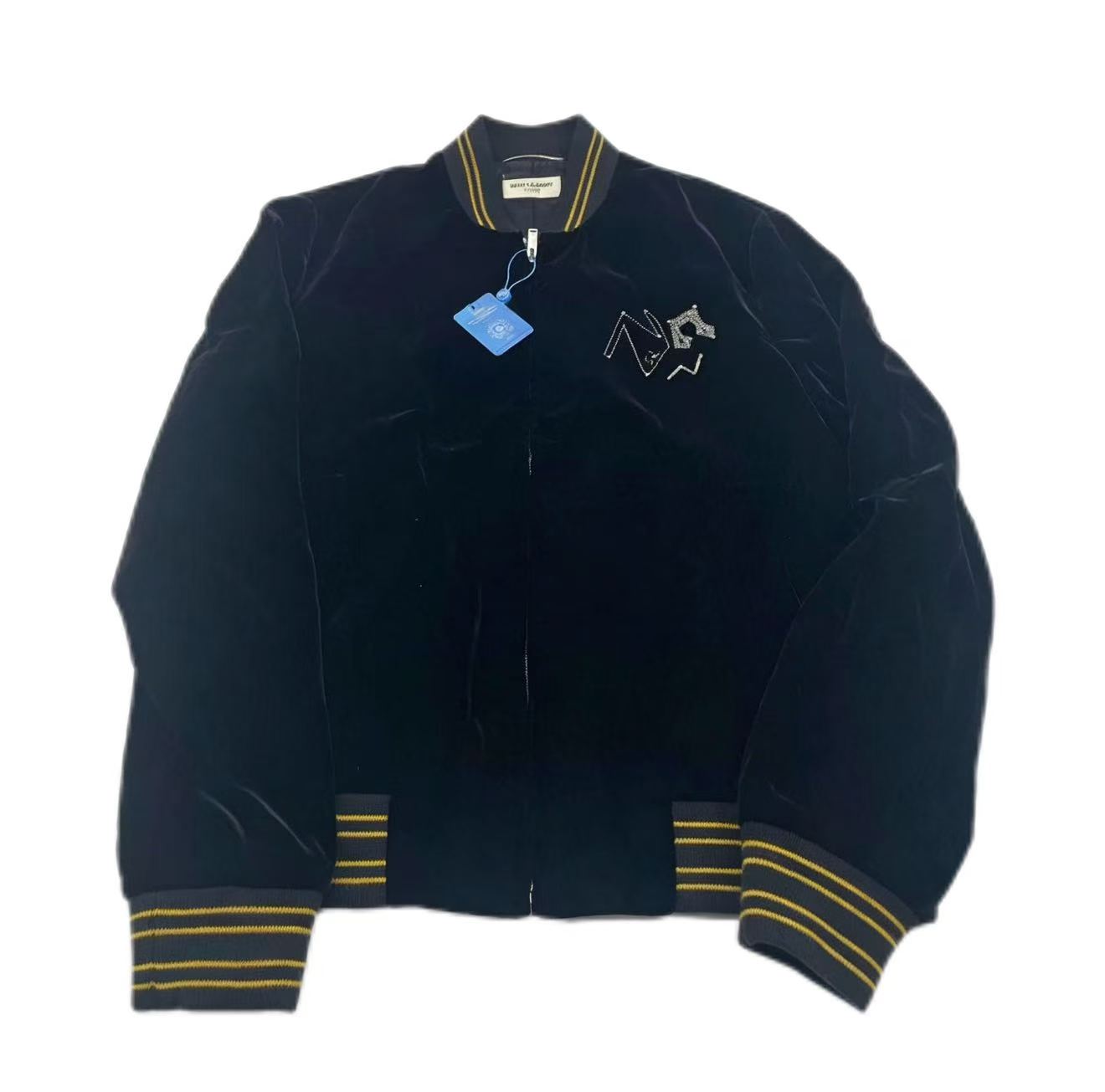 Saint Laurent 19FW Embellished Velvet Bomber Jacket