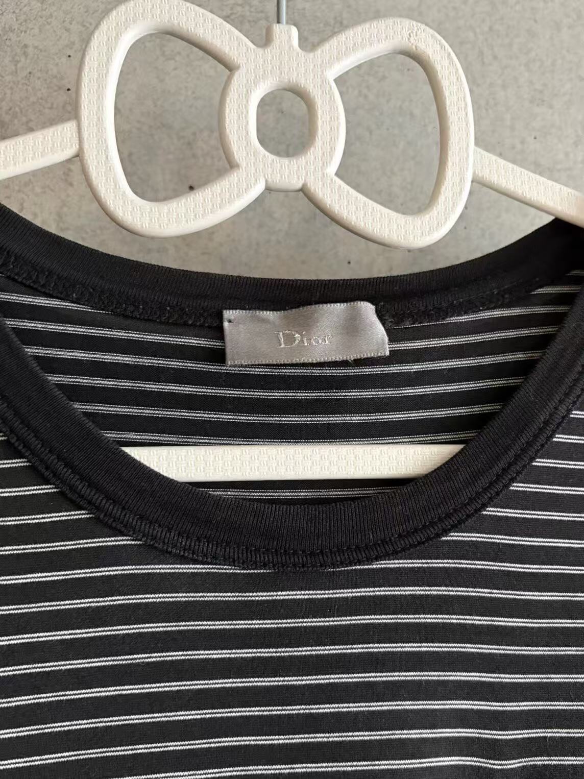 Dior Homme 07SS Epaulets Striped Pocket Tee