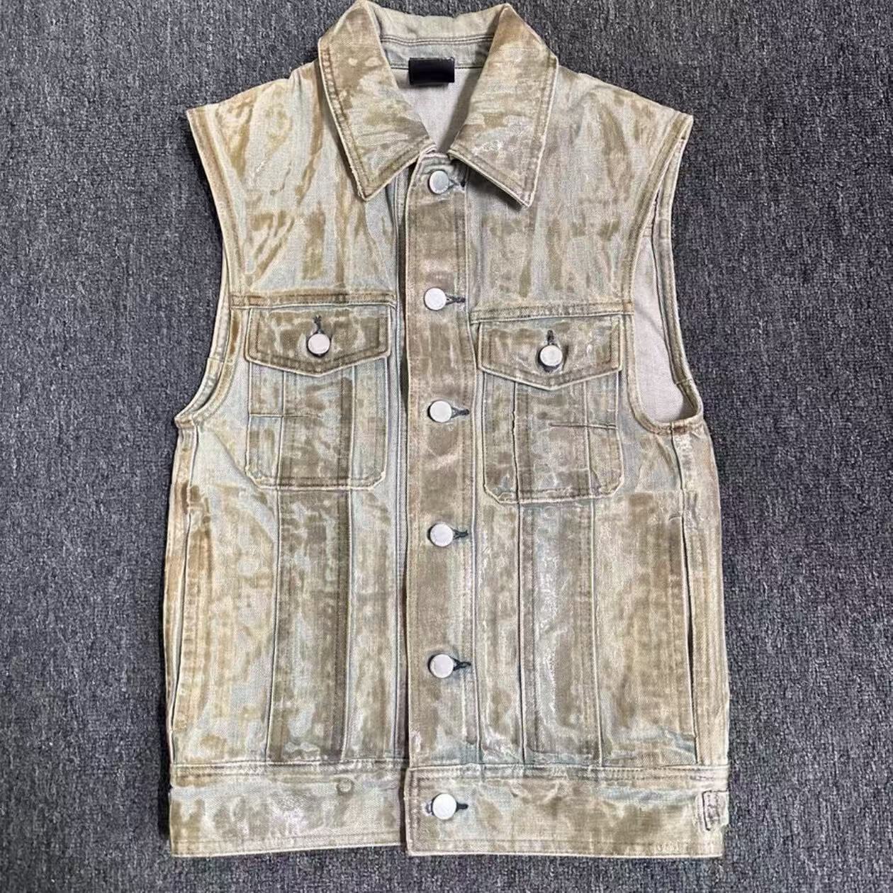 Dior Homme 2004SS Strip Waxed Denim Vest