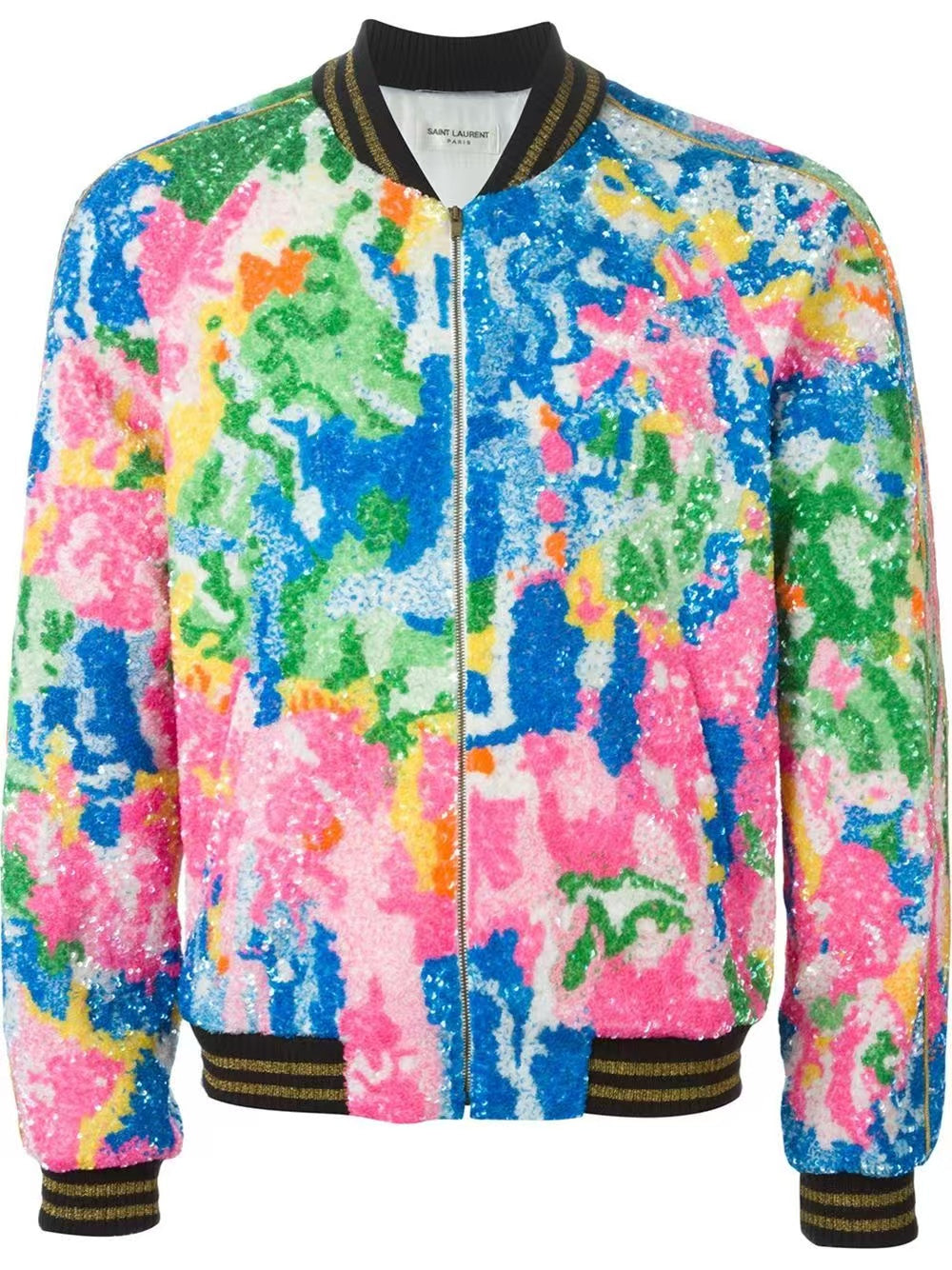 Saint Laurent 16SS Sequin Embroidery Bomber Jacket Sample