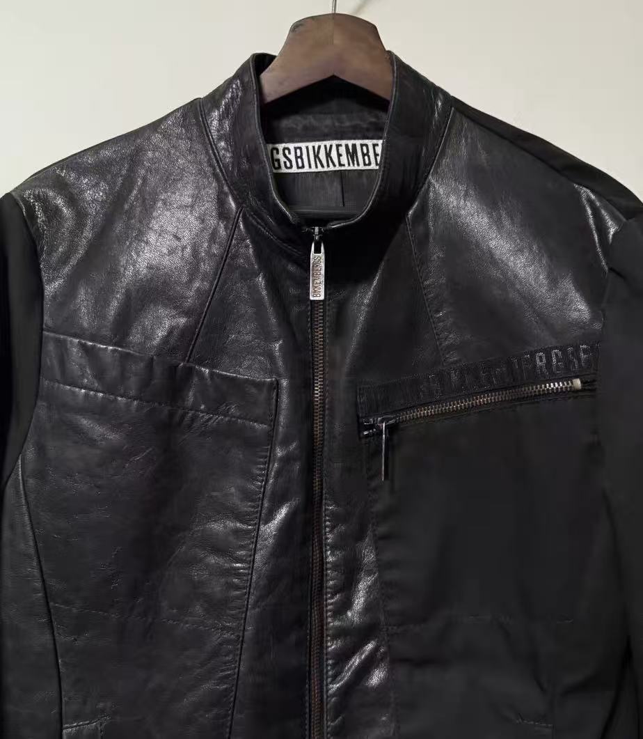 Dirk Bikkembergs Dual Fabric Moto Leather Jacket