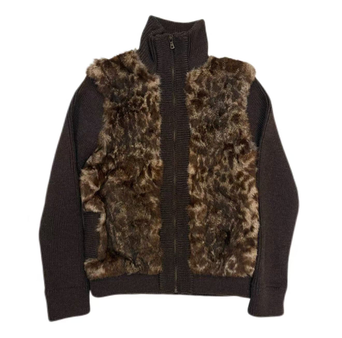 Dolce&Gabbana 04AW Faux Fur Knit Zip Jacket