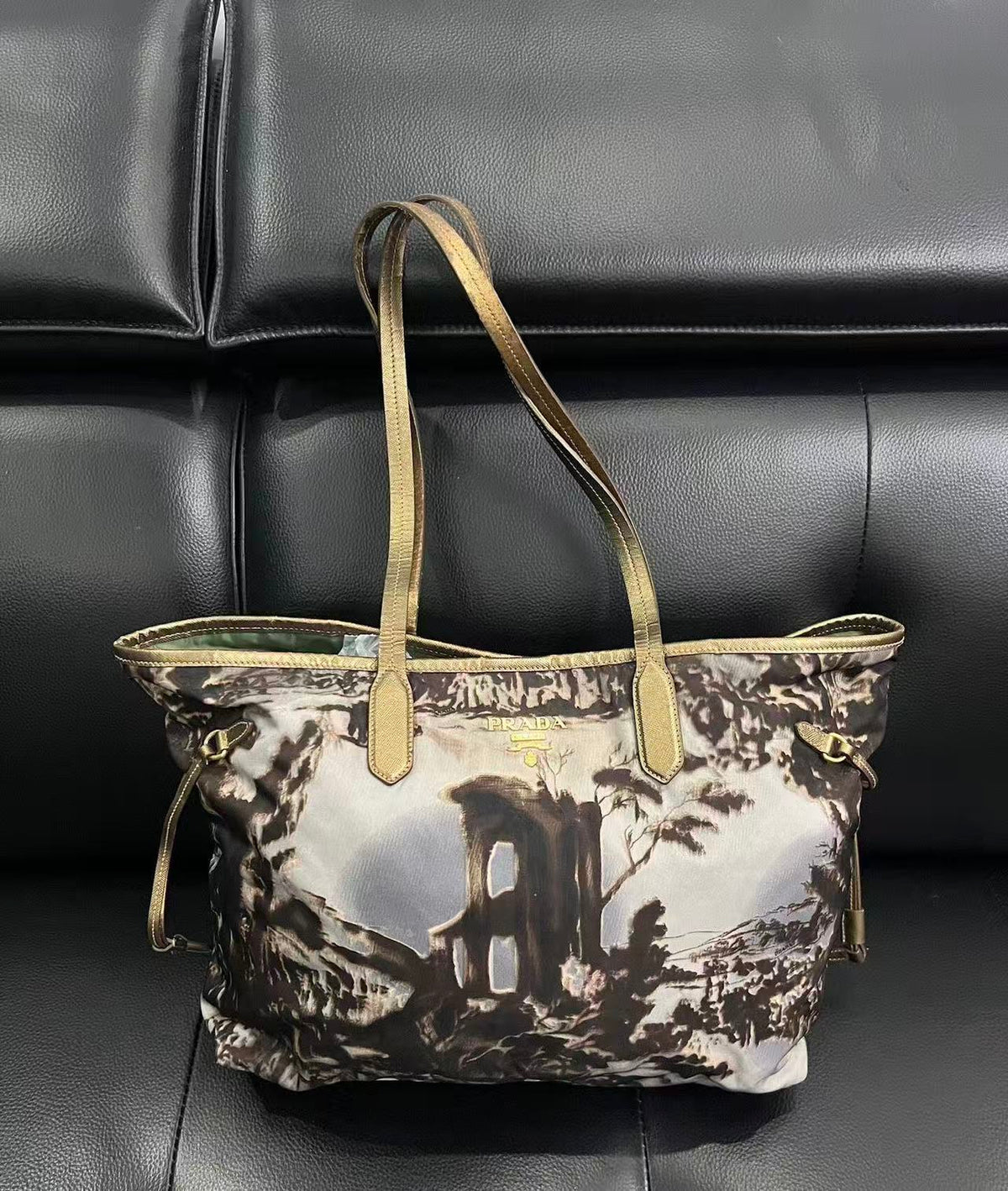 Prada 04FW Grigio Stampat Tessuto Nylon Tote Bag