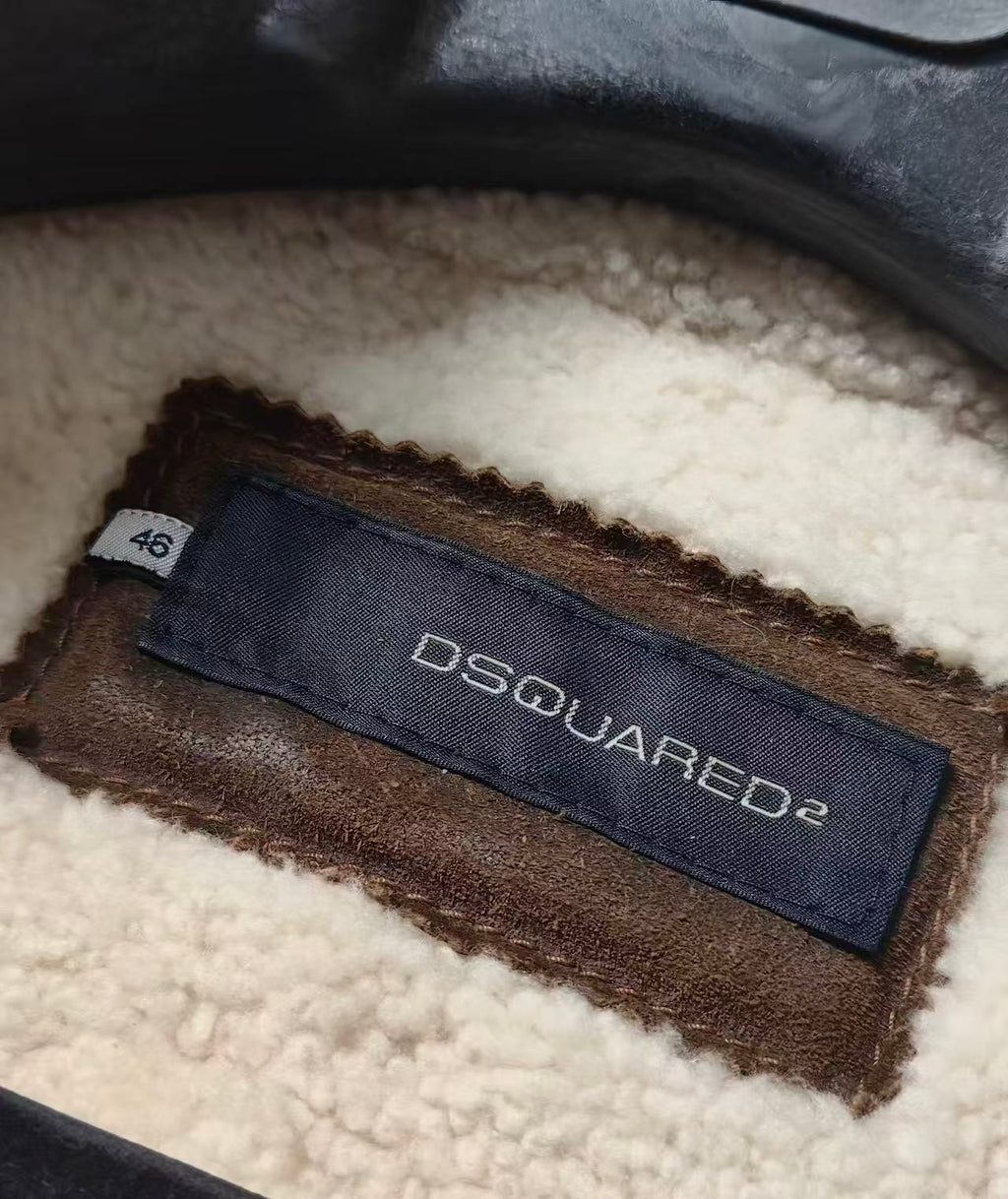 DSQUARED2 Vintage Deer Embroidery Shearling Coat