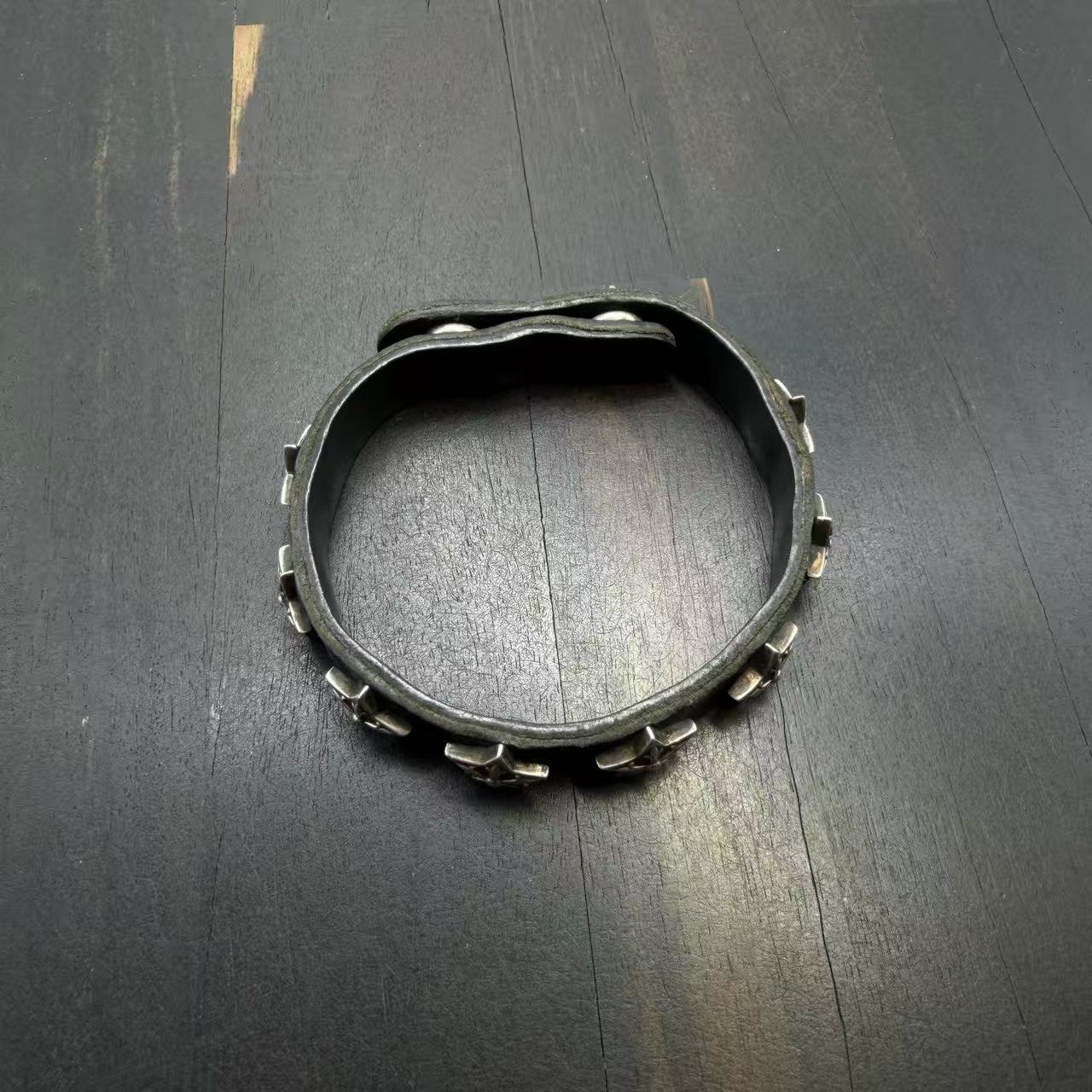 Chrome Hearts Star Studded Leather Bracelet