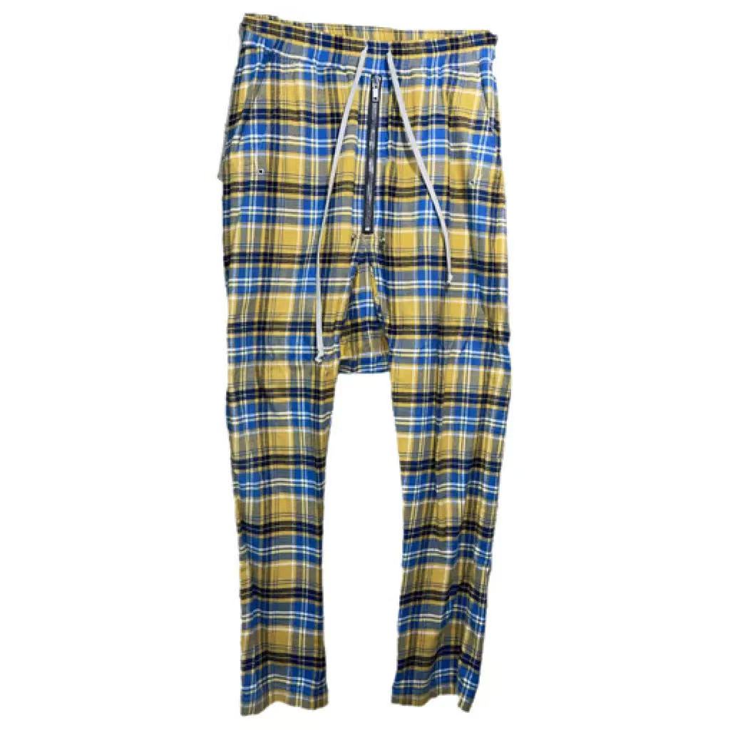 Rick Owens 21SS Phlegethon Check Drawstring Long Trousers