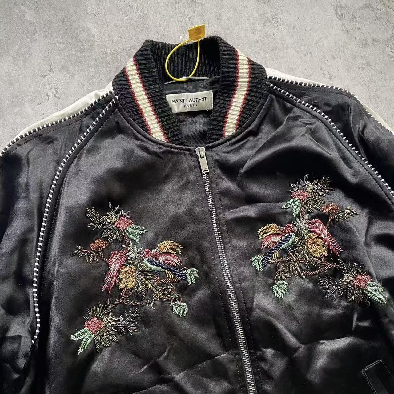 Saint Laurent 19FW Floral Embroidered Teddy Jacket
