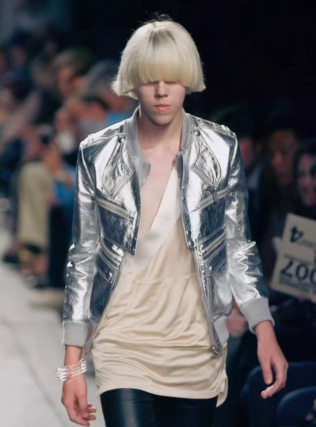 Dior homme SS07 runway silver leather jacket