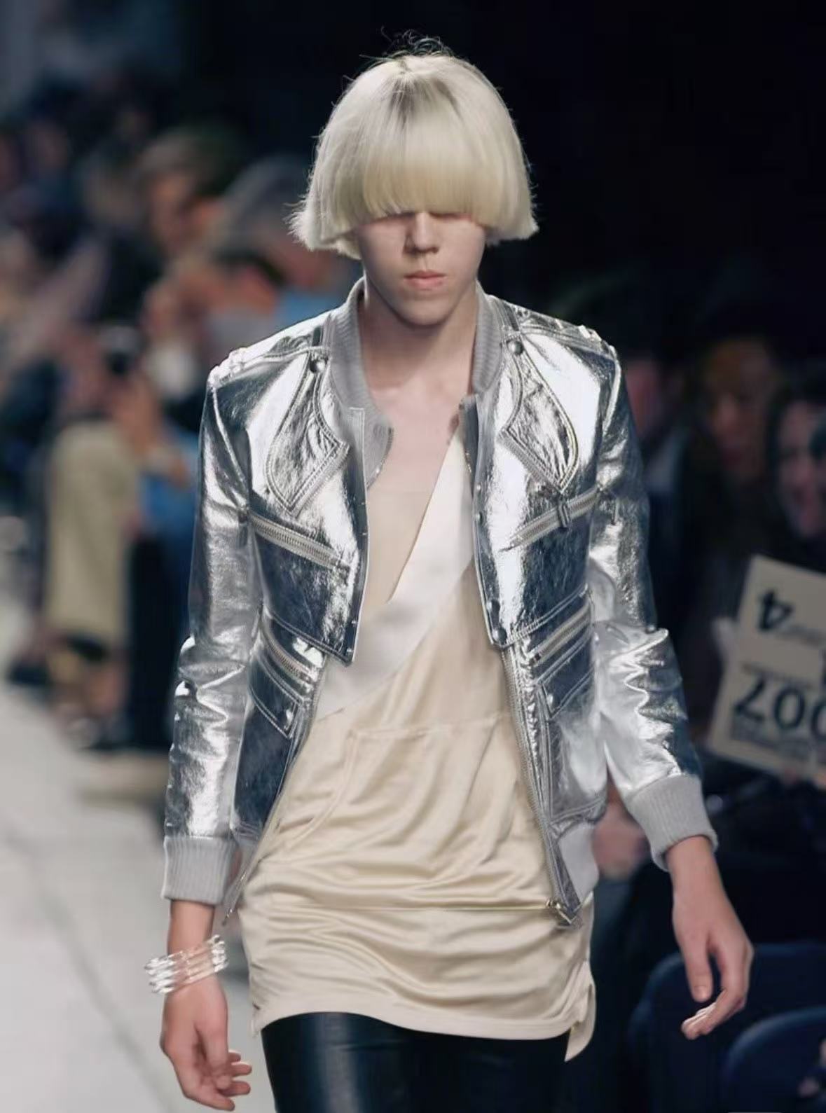 Dior homme SS07 runway silver leather jacket