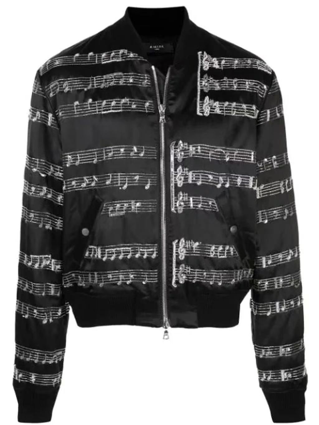 Amiri 19AW Music Note Silk Bomber Jacket