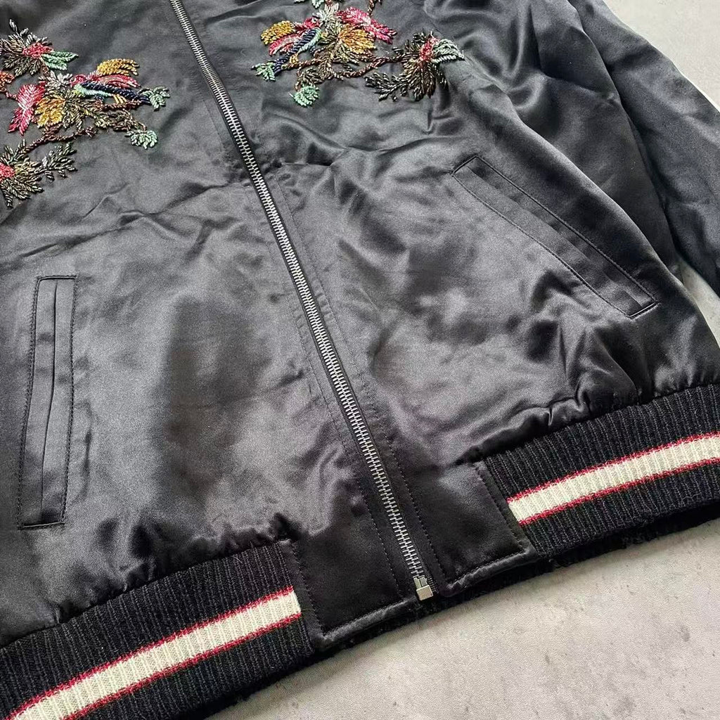 Saint Laurent 19FW Floral Embroidered Teddy Jacket