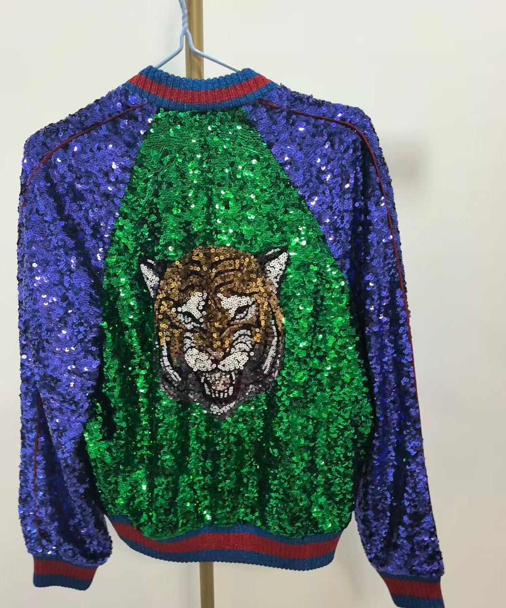 Gucci 17AW Sequin Embellished Bomber Jacket