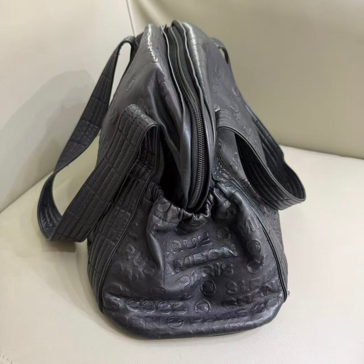 Chanel Black Embossed Bowling Bag