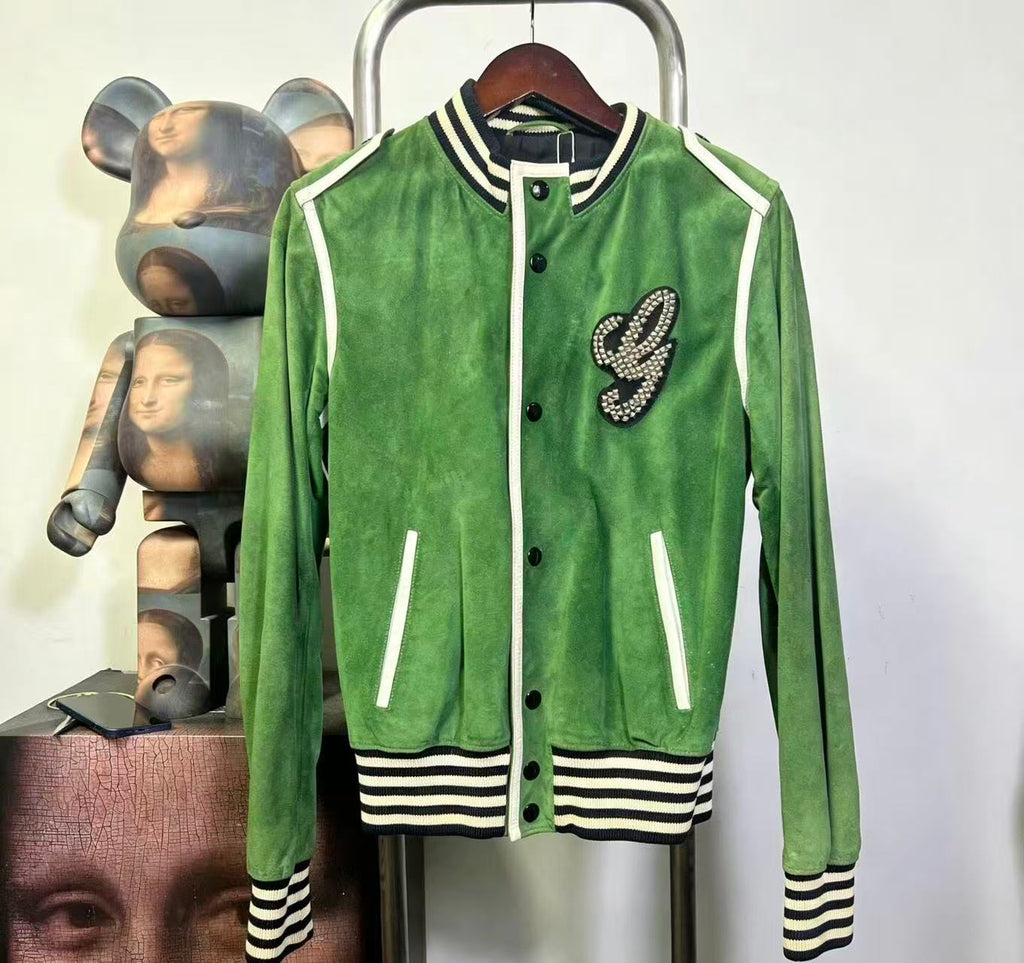 Gucci Green Suede Varsity Jacket