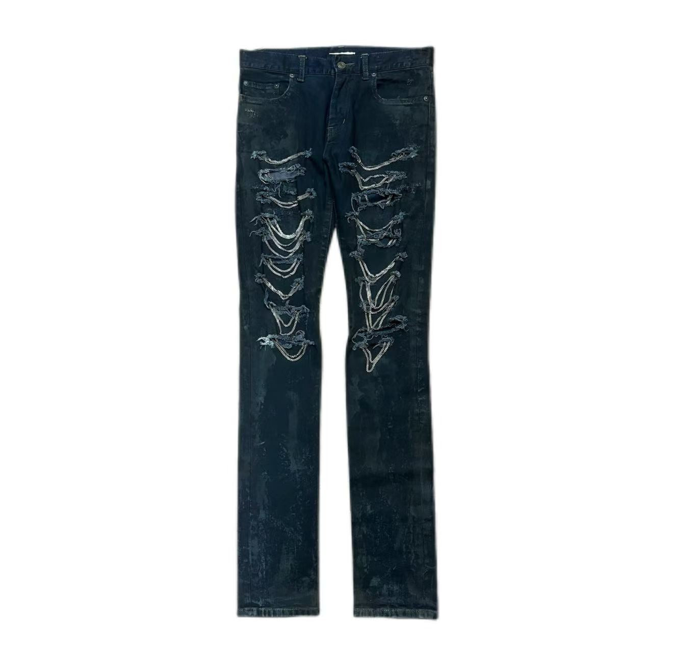 Saint Laurent Paris AW13 Destroyed Chain Jeans Sample