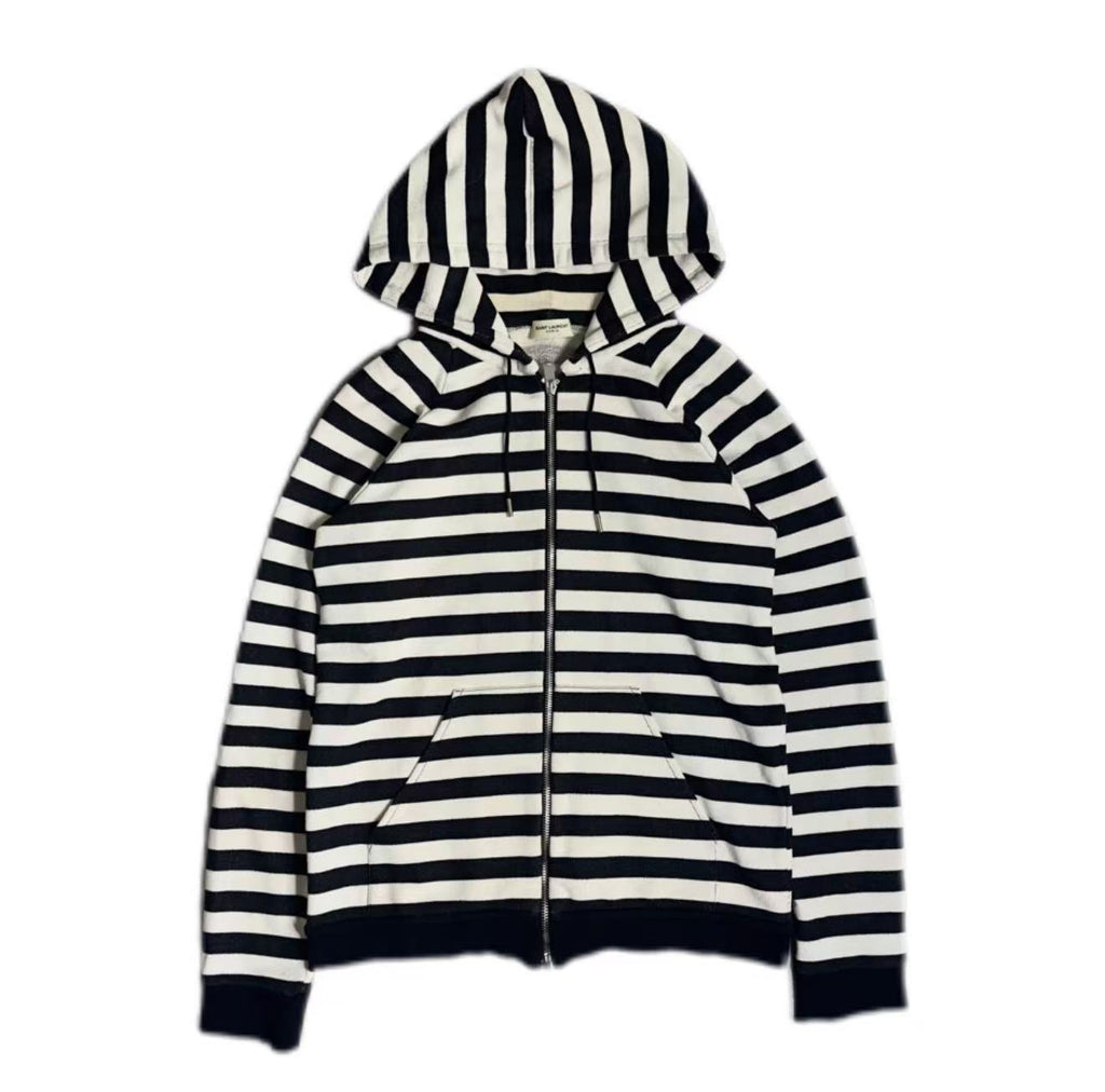 Saint Laurent 15SS Black White Striped Zip Hoodie
