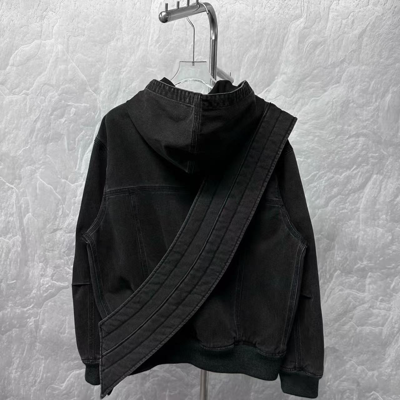 Louis Vuitton By Virgil Abloh 19FW Zip Throw Denim Hoodie With Sash And Patch