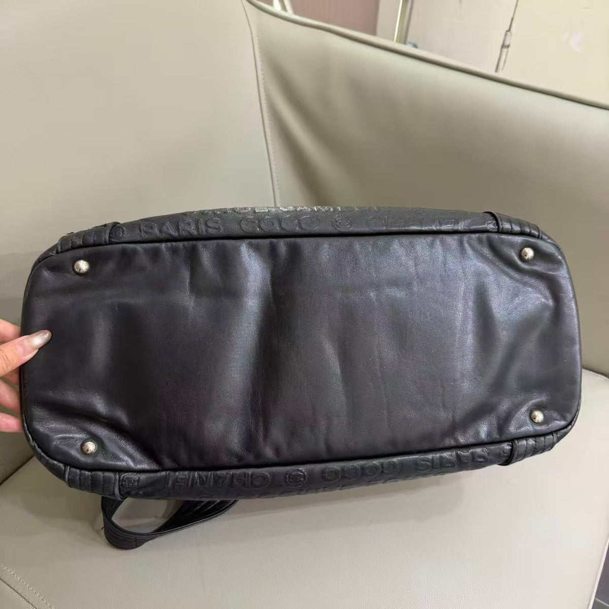 Chanel Black Embossed Bowling Bag