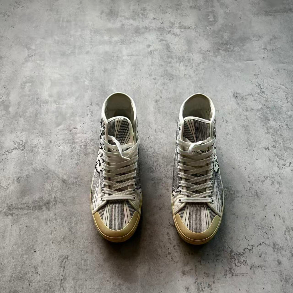 Saint Laurent 16SS Signature Court Surf Bang Embroidered High Top Sneakers