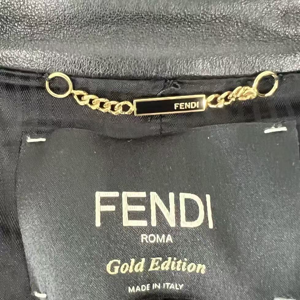 Fendi 16AW Gold Edition Studded Leather Jacket