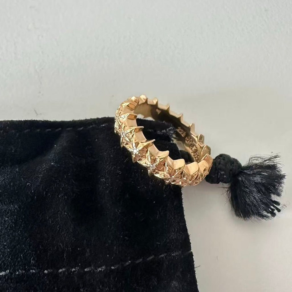 Chrome Hearts Gold And Diamond Star Band Ring