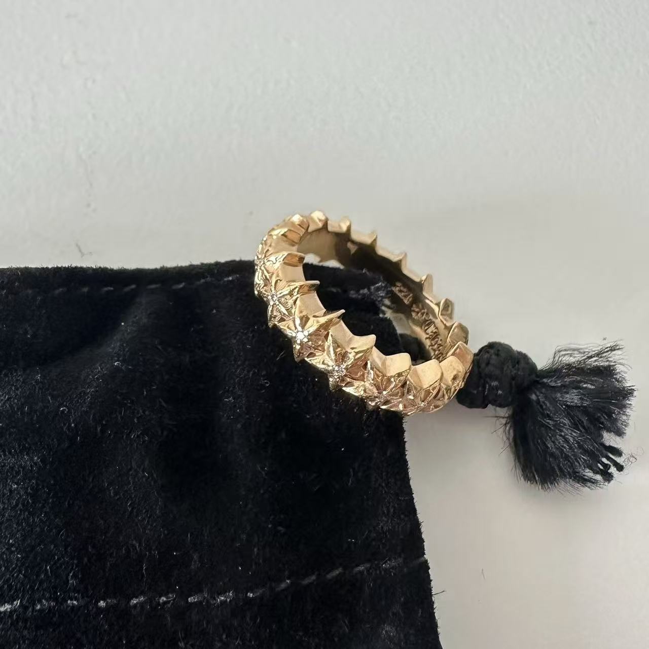 Chrome Hearts Gold And Diamond Star Band Ring