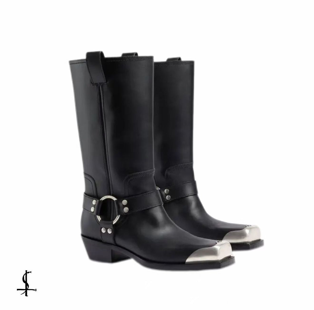 Gucci 23ss Harness Detail Leather Boots