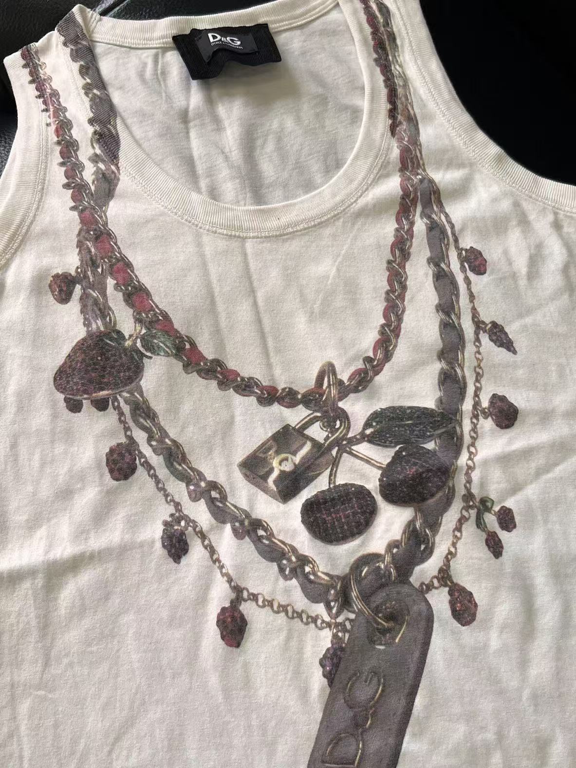 Dolce&Gabbana 02SS Trompe-l'œil Cherry Chain Print Tank Top
