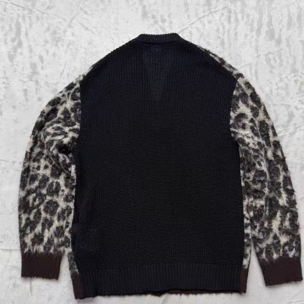 Junya Watanabe Leopard Printed Jacquard Cardigan