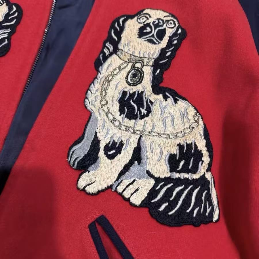 Gucci 17SS King Charles Spaniel Appliqué Bomber Jacket