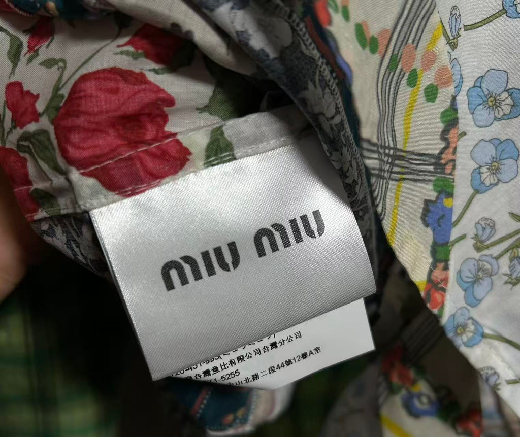 Miu Miu 20AW Patchwork Liberty Fabric Button-Up Shirt