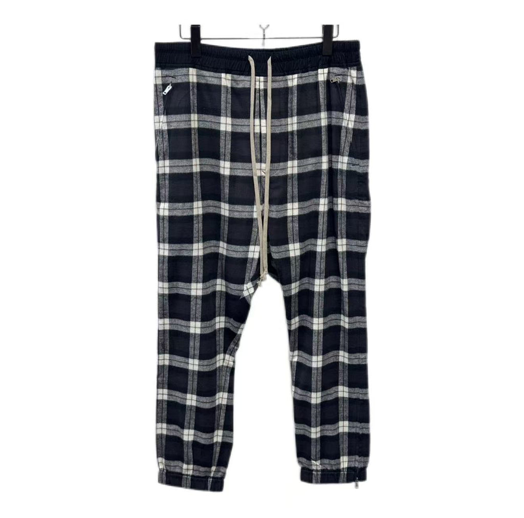 Rick Owens 19SS Babel Plaid Brushed Cotton Sweatpants