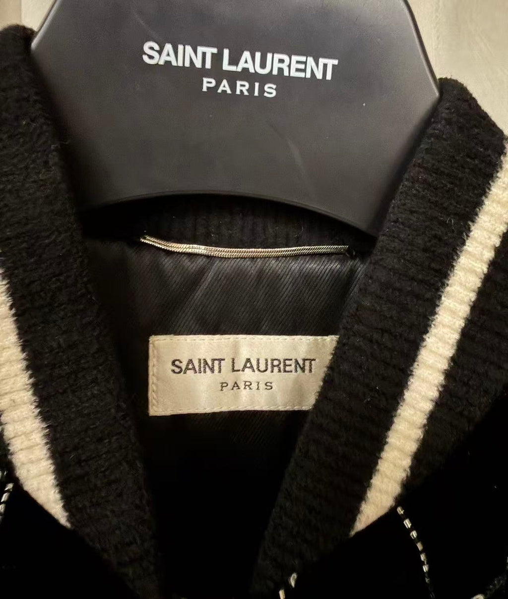 Saint Laurent 19FW Black Sequin Teddy Tangle Jacket