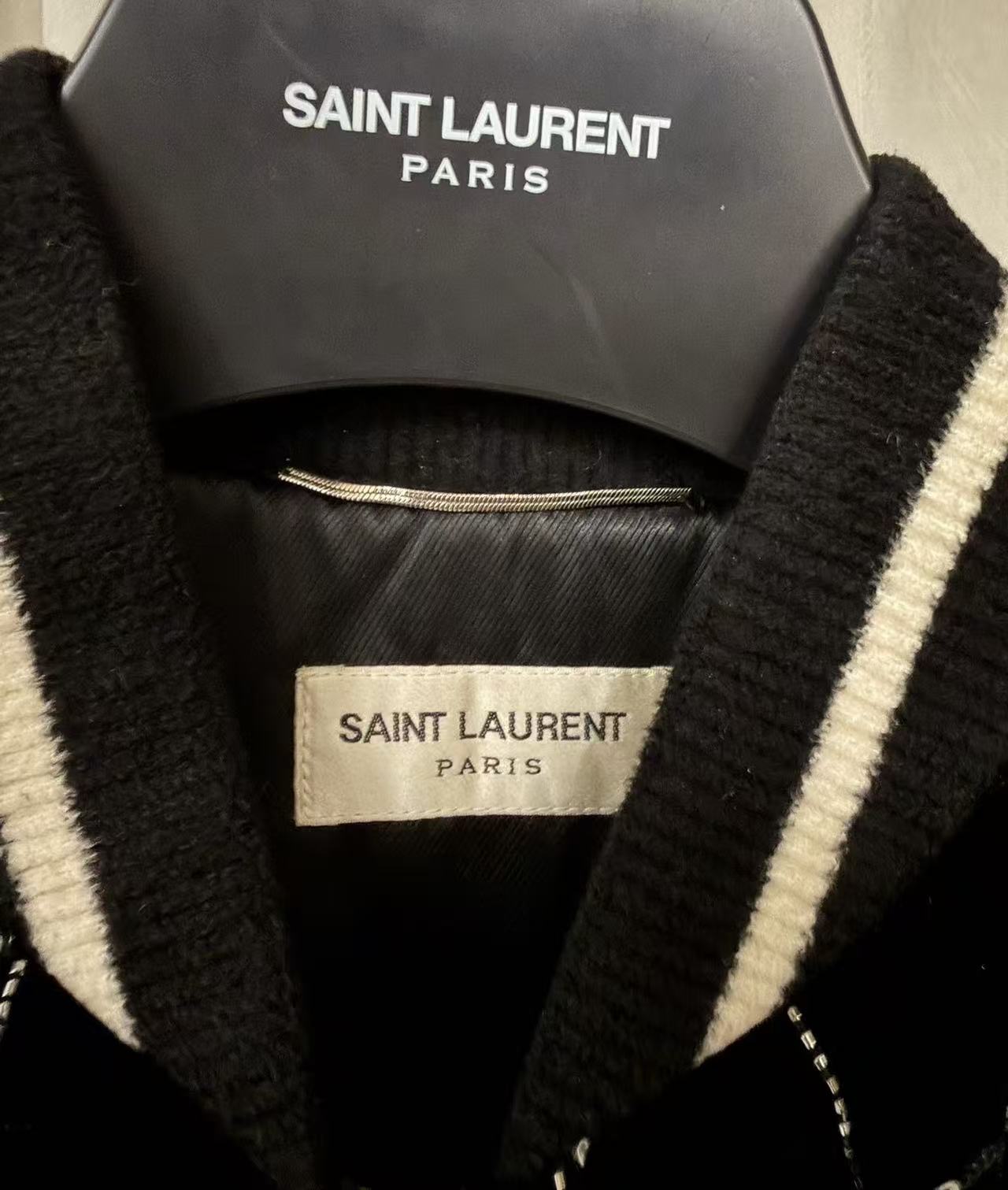Saint Laurent 19FW Black Sequin Teddy Tangle Jacket