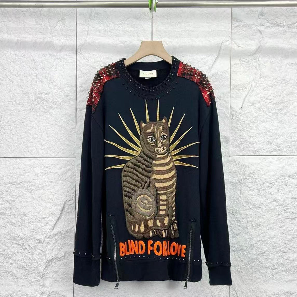 Gucci 17SS Blind For Love Cat Embellished Sweatshirt