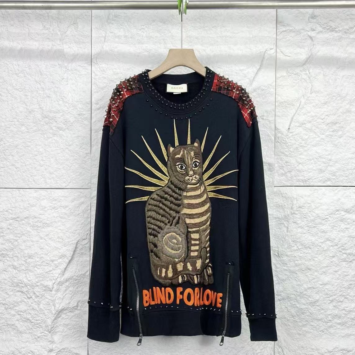Gucci 17SS Blind For Love Cat Embellished Sweatshirt