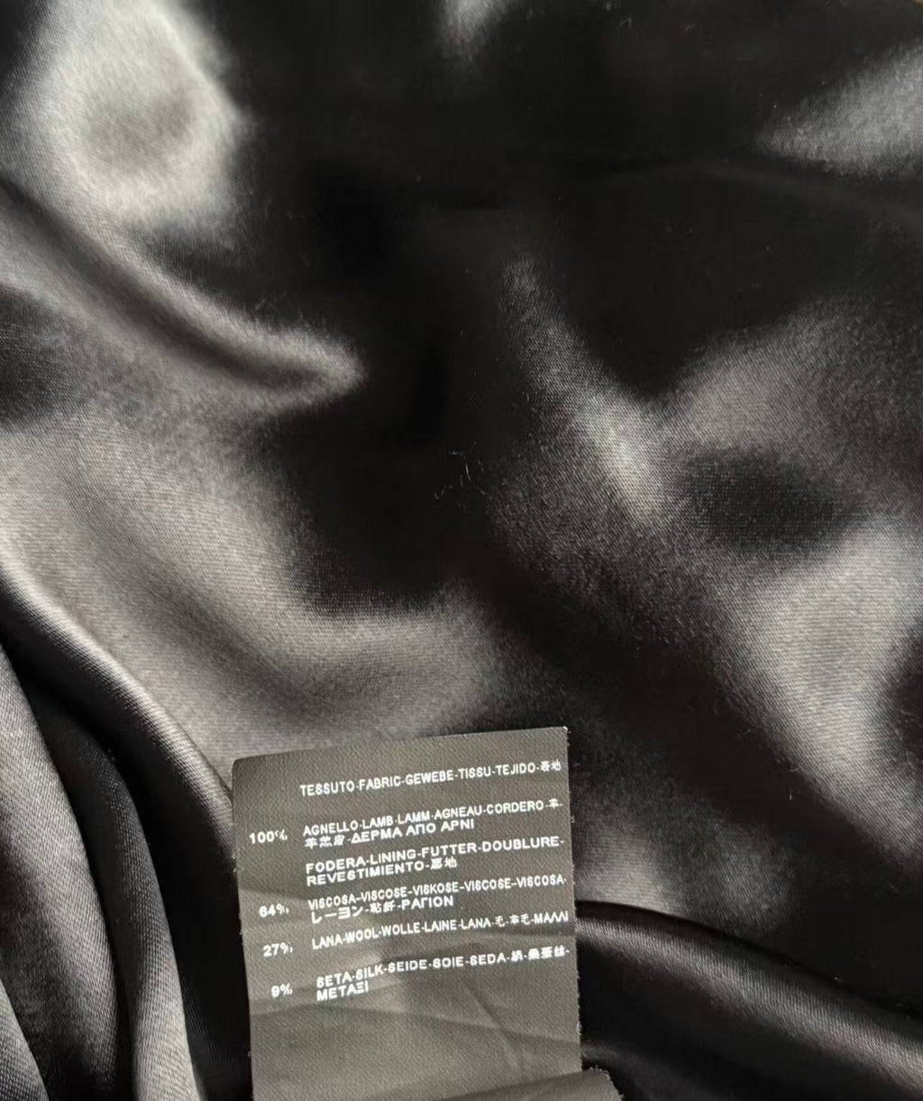 Saint Laurent 15AW Black and White Tiger Stripe Full Lambskin Shearling Fur Overcoat