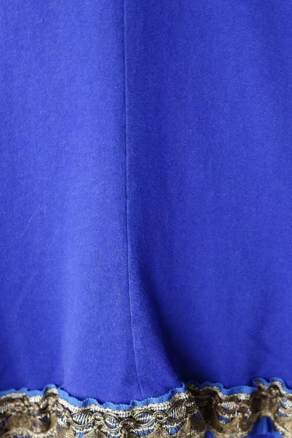 Junya Watanabe SS08 Electric Blue Gold Trim Knit Jacket
