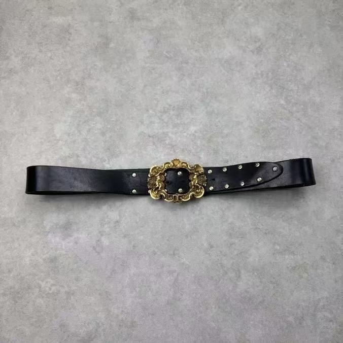 Dolce & Gabbana 06FW Baroque Angel Buckle Studded Leather Belt