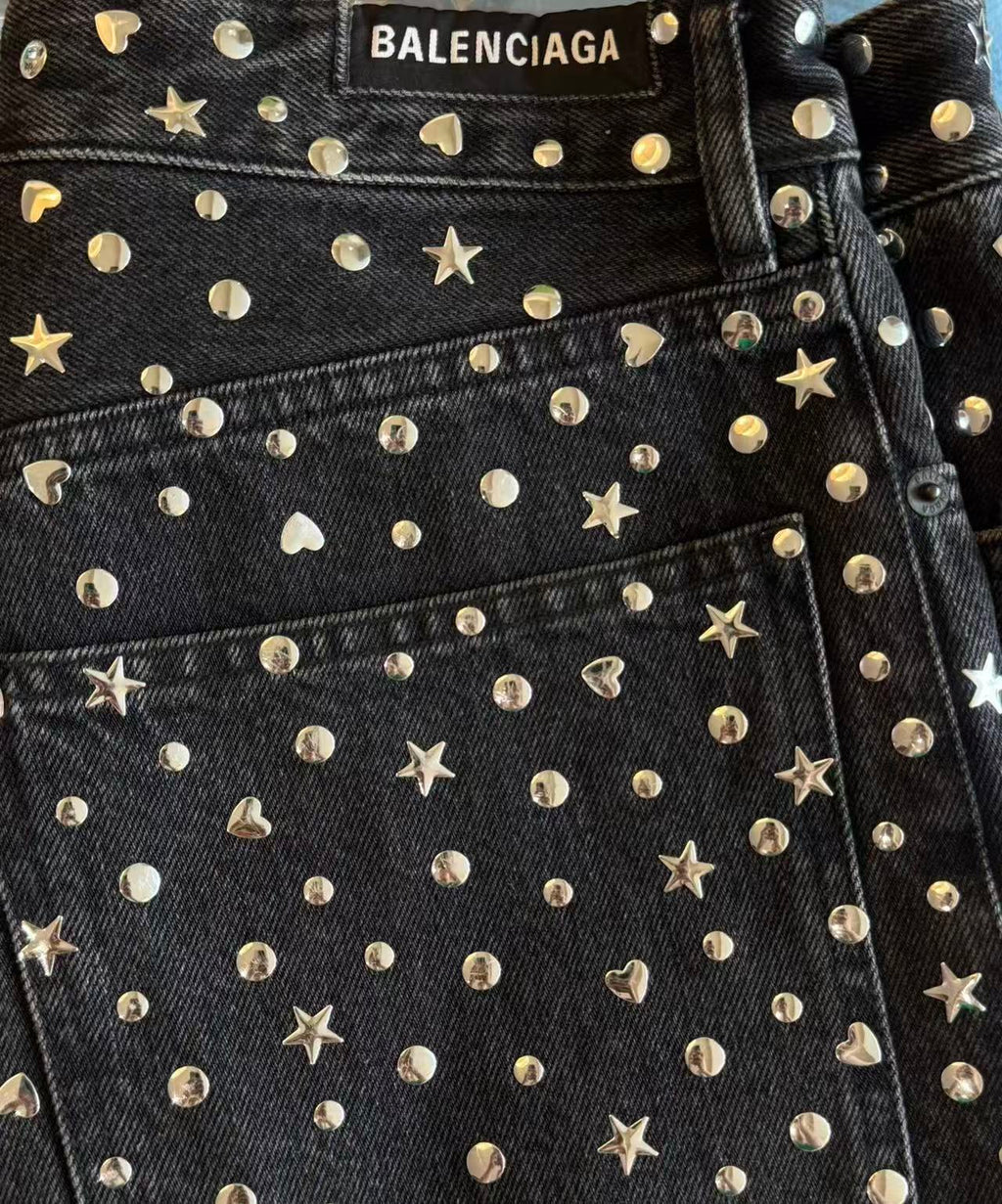 Balenciaga Heart Star Stud Embellished Jeans