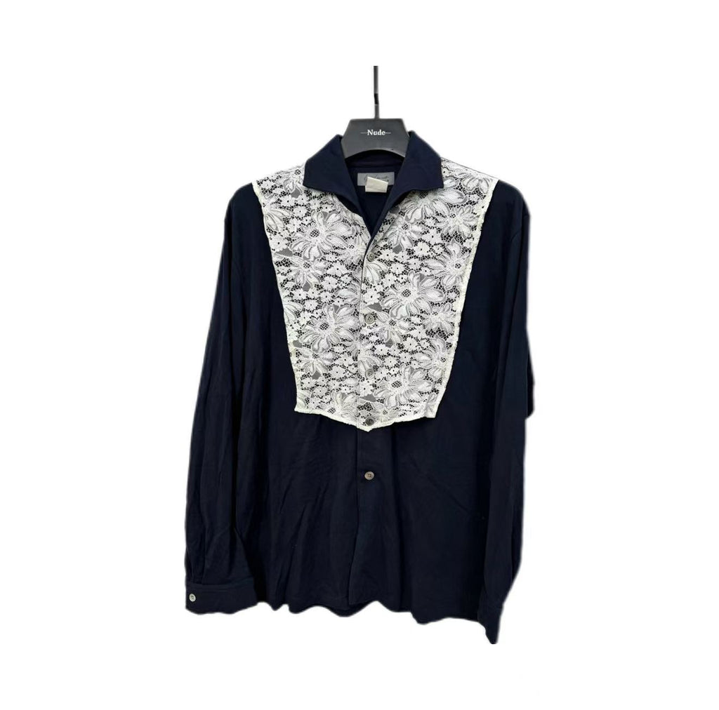 Yohji Yamamoto Homme  Crochet Lace Switching Shirt sample