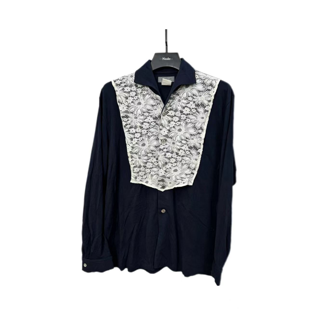 Yohji Yamamoto Homme  Crochet Lace Switching Shirt sample